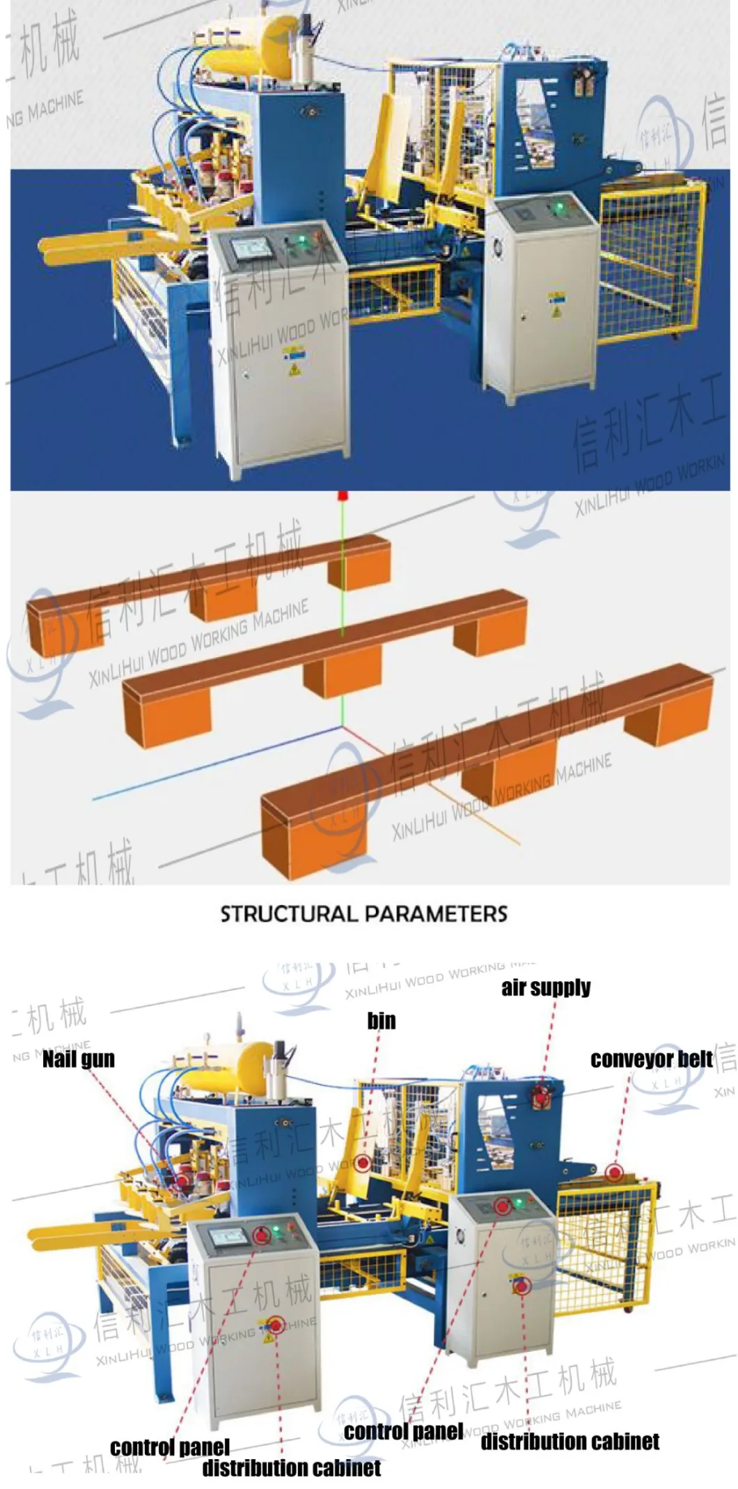 Wooden Pallet Nail Pier Machine Nail Pier Cutting Pier One Machine Wooden Pallet Automatic Production Line Equipment Pallet Foot Pier Pier