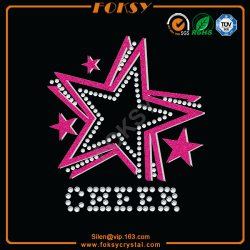 Rhinestone Glitter Cheer and pink star strass hotfix