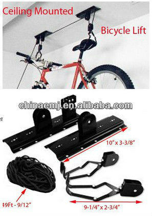 Ceiling Mounted Roof Bicycle Rack Lift Garage Pulley Racks Stand Storage Systems