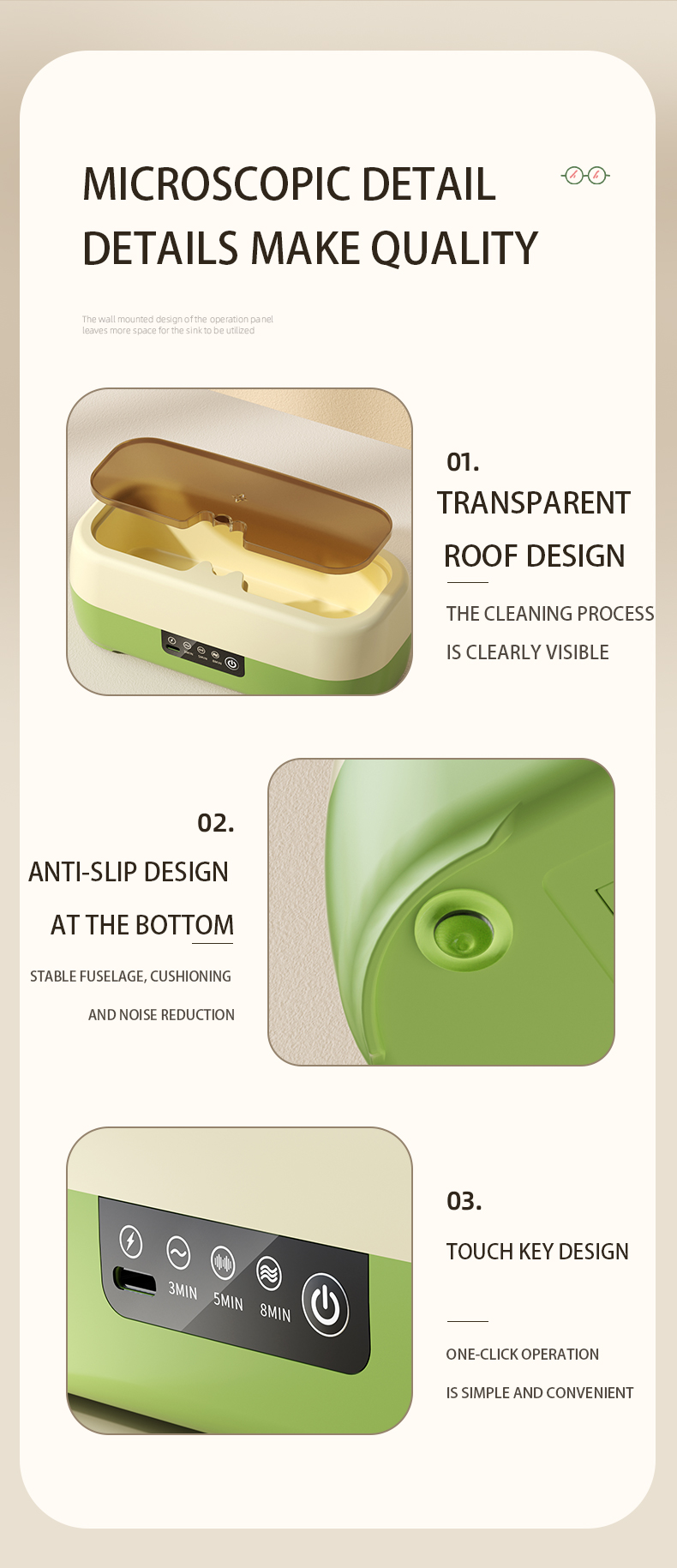 Multi-Function Makeup Tools Jewelry Cleaner Glasses Cleaning Box High Frequency Ultrasonic Cleaner