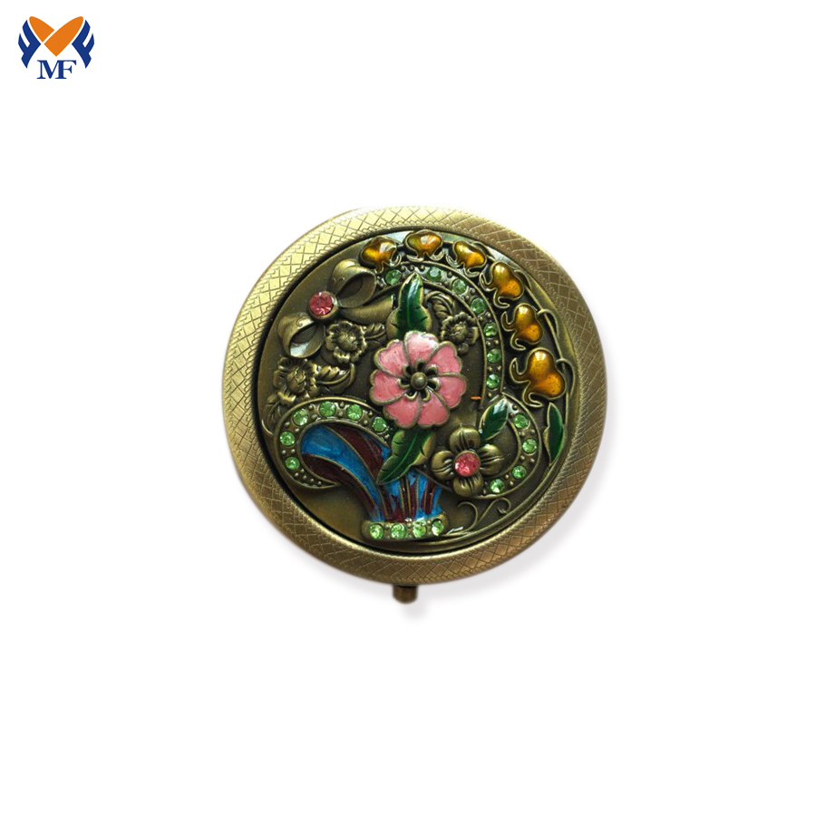 Metal pocket folding vintage pocket mirror logo