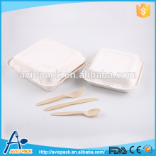 Fancy design white harmless bio-degradable cane syrup lunch box