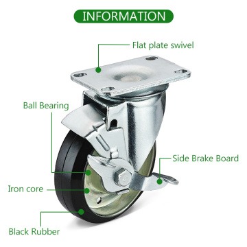 Light Duty Rubber Side Locking Wheel Swivel Caster