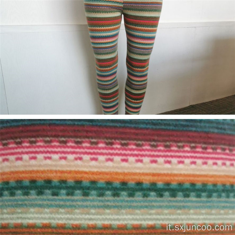 Leggings caldi da donna spazzolati a righe personalizzate per interni invernali