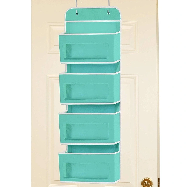 Hanging Wall Organizer Storage Bag with 4 Clear Window Pockets