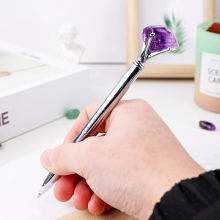 Wholesale Natural Amethyst Crystal Spiral Stone DIY Pen for Students Gifts