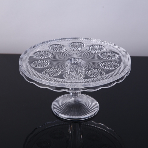 Wholesale Wedding Decorative Embossed Glass Cake Plate