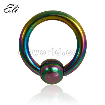 Acrylic Rainbow BCR with Multi Color Central UV Ball Body Piercing Jewelry