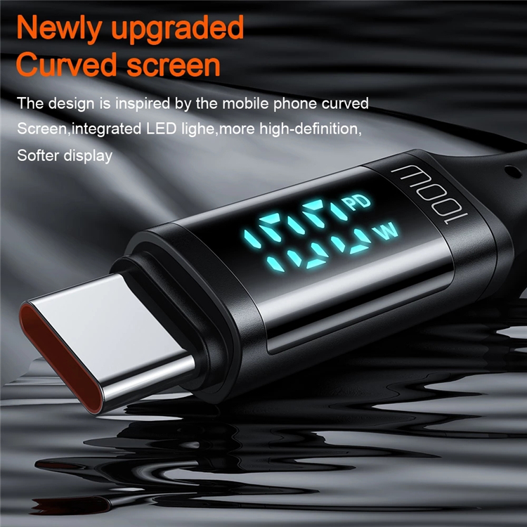 PD 100W FAST charger USB Type C to Type C cable with Display for phone laptop video camera battery