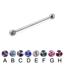 Long Industrial Barbell with Multi Gem Balls