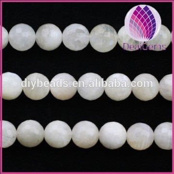 Natural 10mm round faceted moonstone beads
