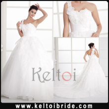 Ball Gown One Shoulder Sweep Train Tulle real photo Bridal dress