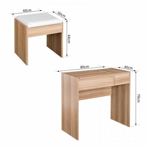 Flip-Up Mirror Dressing Table Makeup Table With Stool