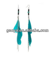 Blue nature feather Earring with chain