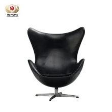 Hot Sale: Authentic Arne Jacobsen Fritz Hansen Early Egg Lounge Chair in Black Leather - Perfect for Bars and Clubs