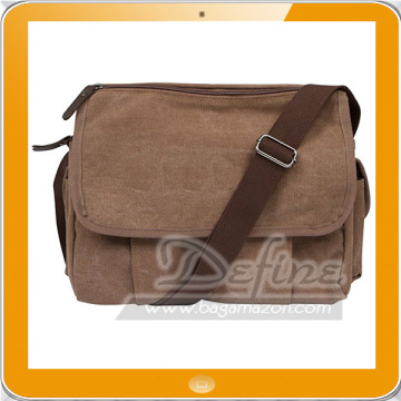 Multi-Pocket Messenger Bag Canvas Book Bag Unisex