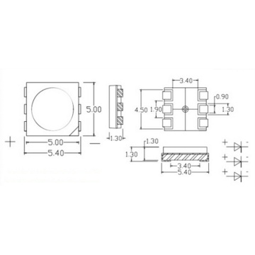 480 нм светодиод - 5050 SMD светодиодный синий Epistar