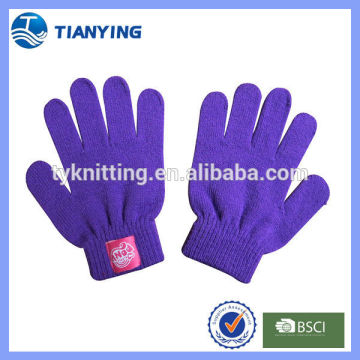 purple knitted acrylic magic gloves wholesale