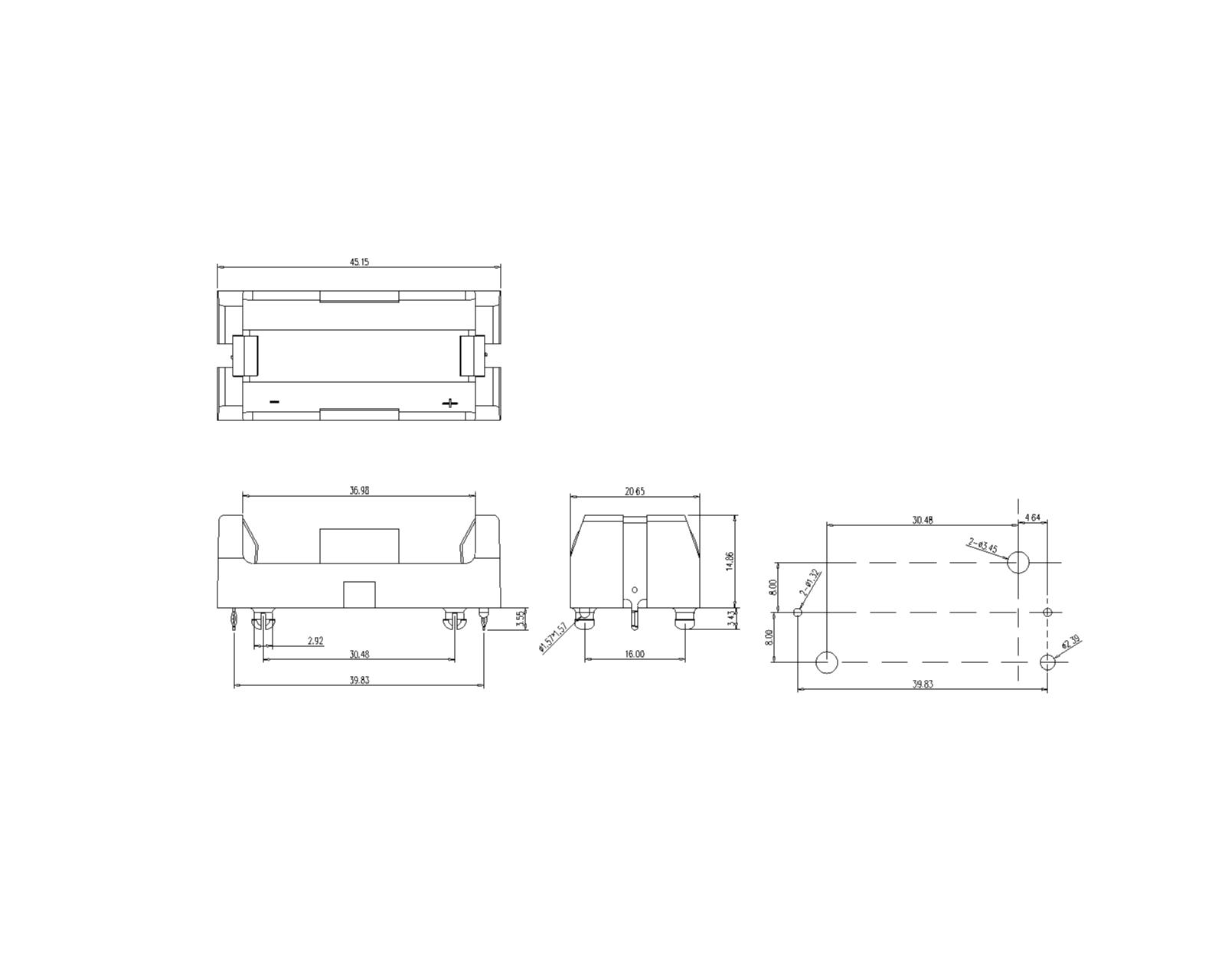 BBC-S-SN-A-095 Single Battery Holder For 18350 THM