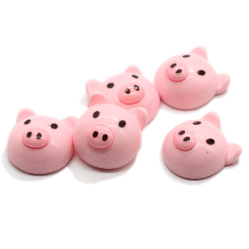 100 pz Creativo Cartoon Resina Little Pig Head Figurine Craft Resina Flatback Cabochon per bambini Clip Ornamento per capelli fai da te Accessori