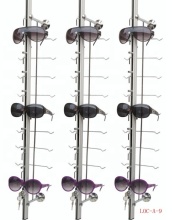 LOC-C-9PC Wall Mount Metal Lockable Rack Shelf for Glasses Display Rods