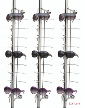 LOC-C-9PC Wall Mount Metal Lockable Rack Shelf for Glasses Display Rods