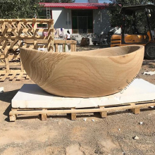 Wood grain designer free standing marble bath tub
