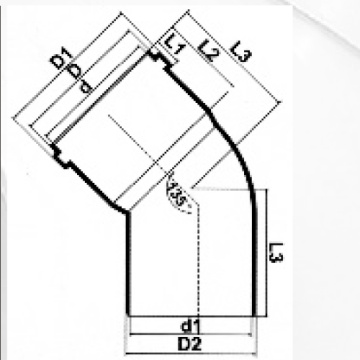 DIN Drainage Upvc Elbow 45 ° Rubber Spigot Warna Kelabu