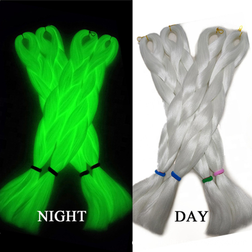 Glowing Jumbo Braiding Hair 24 inch Colorful Synthetic Hair Extension Attachments Braids Synthetic
