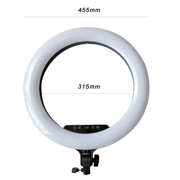 front of 18 inch RGB ring light