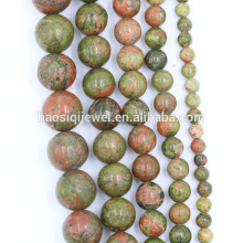 Wholesale AAA grade smooth 4mm-12mm natural gem stone bead unakite beads for jewelry making