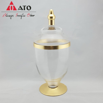 Clear candy jar with gold foil household Container