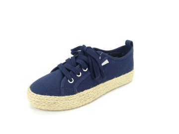 Ladies Low Top Lace-Up Chunky Espadrille Fashion Sneaker