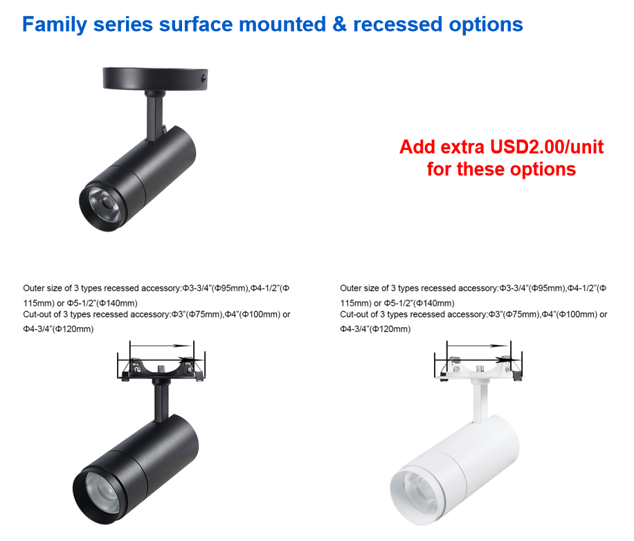 Daytonled Family Series ETL CETL Cert CRI90 H-type J-type L-type 7W 15W 20W 30W 38W CCT Change Led Track Head