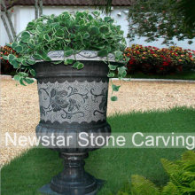 Natural Black Stone Planters, Marble Vase, Stone Flower Pot