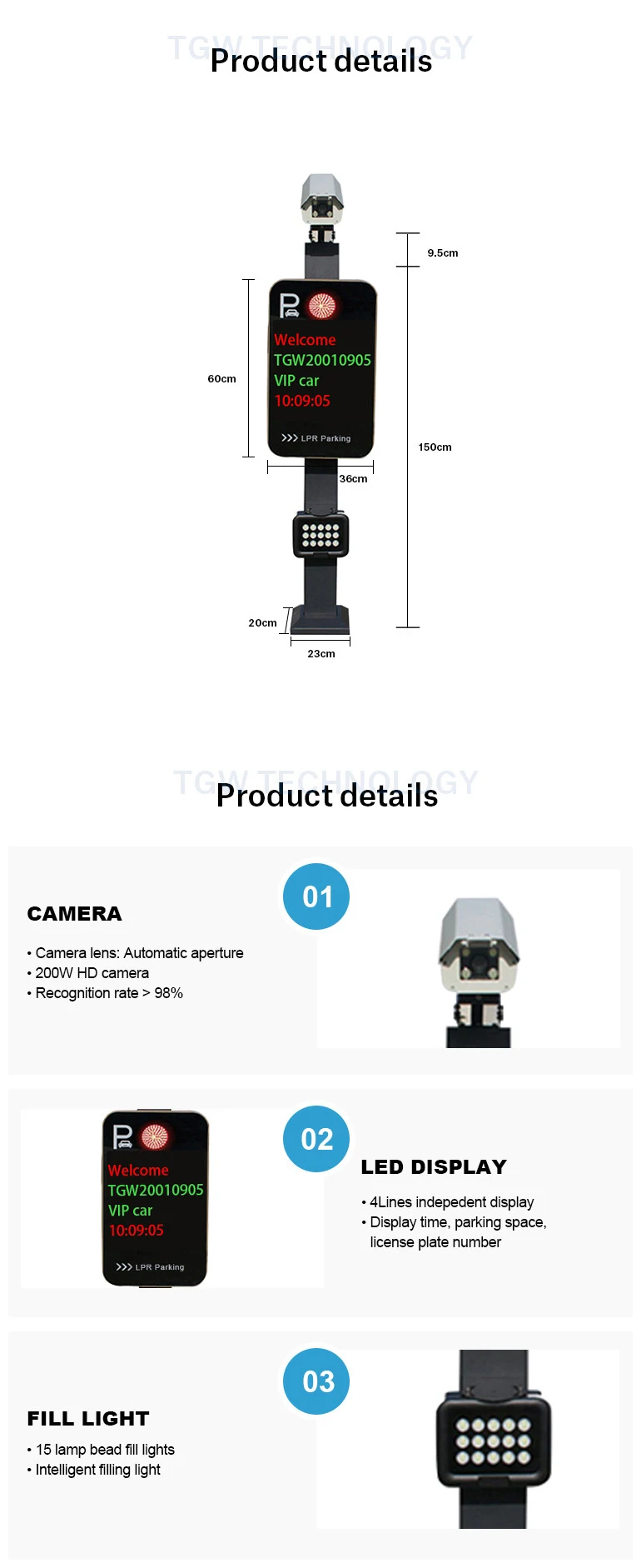 RFID Automatic Car Lpr Camera Anpr Parking System License Plate Recognition