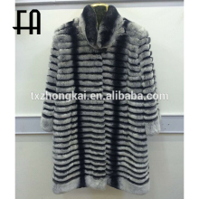 Factory direct wholesale chinchilla rex rabbit fur coat