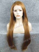 Imstyle Extra Long Silk Straight Honey Blonde Synthetic Lace Front Wig