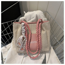 New Fashion Custom Straw Tote Bag For Women Straw Shoulder Bag Vocation Hand-made Messenger Tote Bag