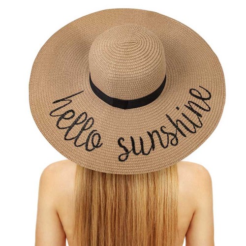 Chapéus do sol feminino verão bordado no verão