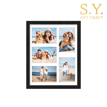 Black Wood Multi-Picture Frame for Wall Decor