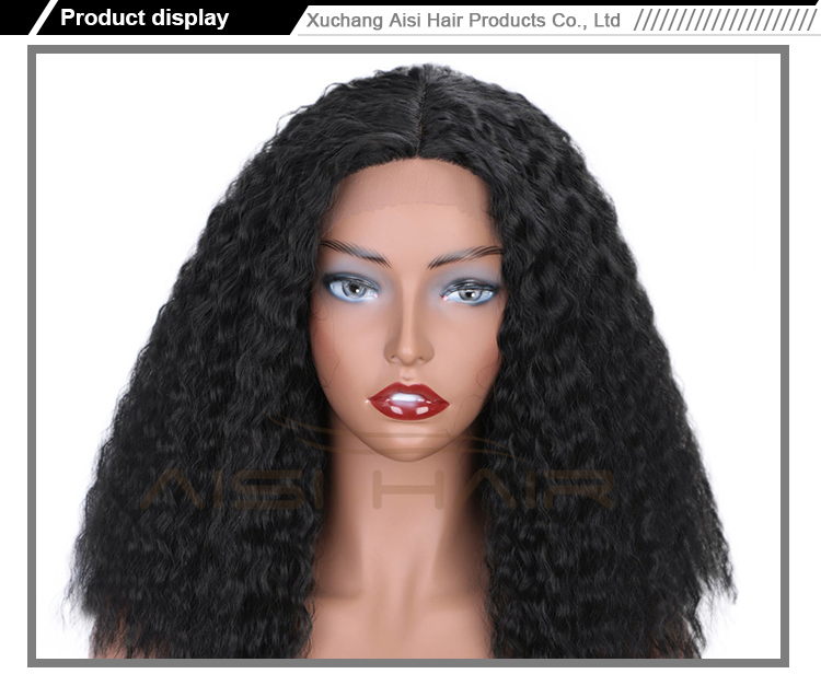 Aisi Hair Cheap Medium Long Natural Black Afro Curly Kinky Front Lace Wig Synthetic Lace Front Wig Hair Wigs For Black Women