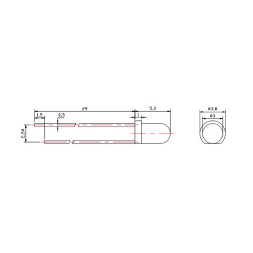 3mm IR LED 850nm 20-Degree Water Clear 0.4W