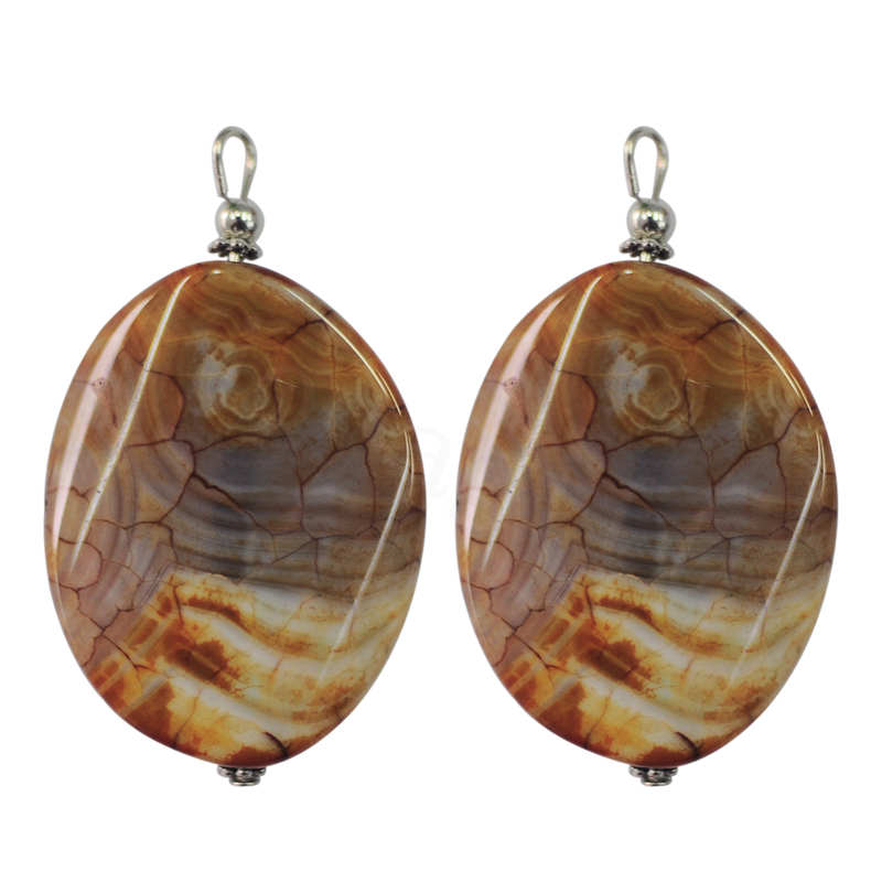 Boucle d&#39;oreille en agate avec pierre naturelle