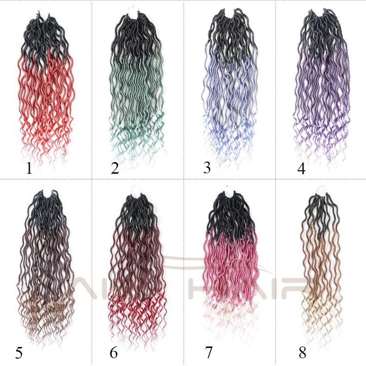 Aisi Hair Crochet Goddess Locs Hair Extensions Synthetic Faux Locs Ombre Curly Afro Crochet Braids Hairpieces