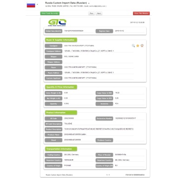 Data Pabean Impor Toluene-Rusia