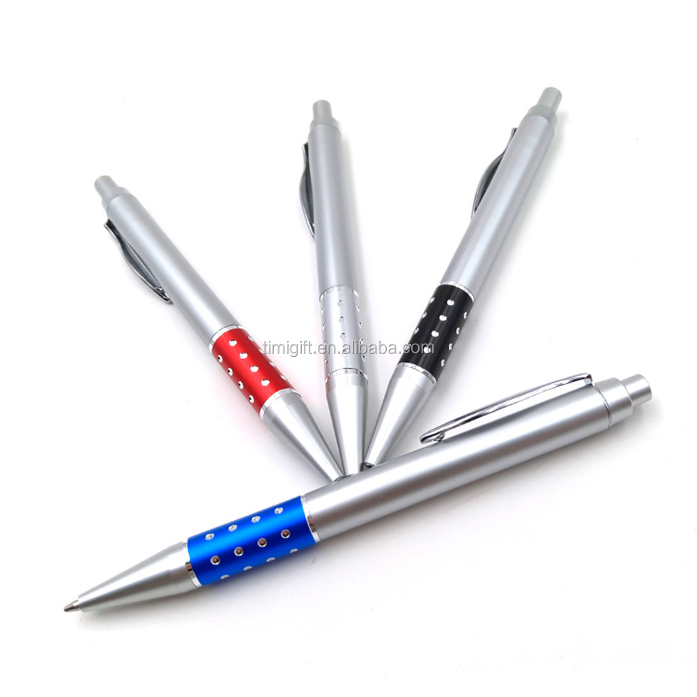 customized logo promotional plastic pens with small crystal stone