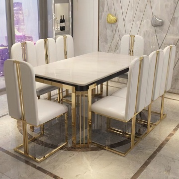 Wharton Hot Sale: Custom New Luxury Modern Dining Room Furniture Set - Including 8 Dining Chairs and a Marble Dining Table