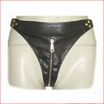 Leather Newest Assemble Available Male underwear Chastity Device Penis Sleeve Male Chastity Belt with zip fastening