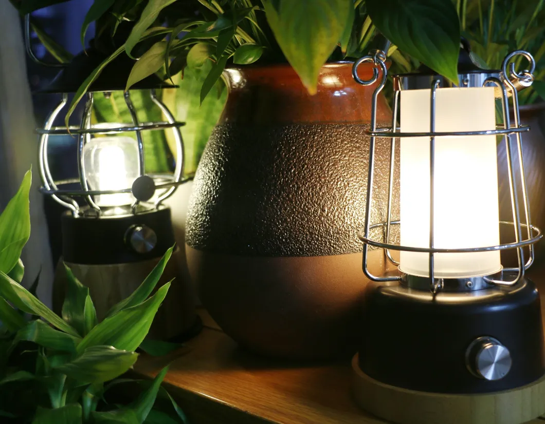 Colshine Bamboo LED Oil Lamp with Flame Light